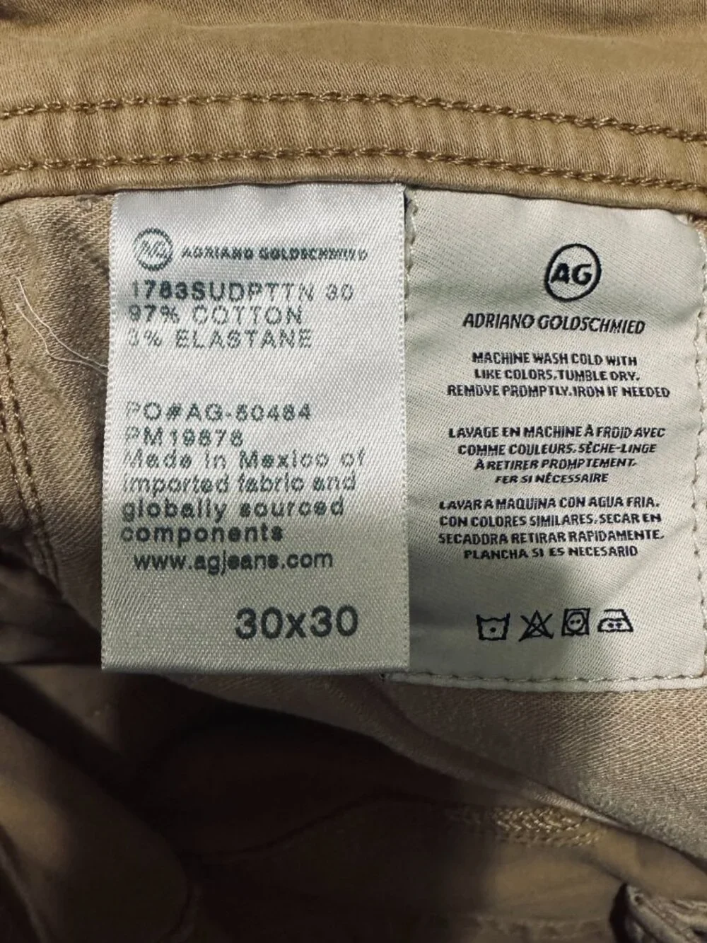 AG Adriano Goldschmied The Tellis Modern Slim Pants Mens 30x30 Brown 1783SUDPTIN
